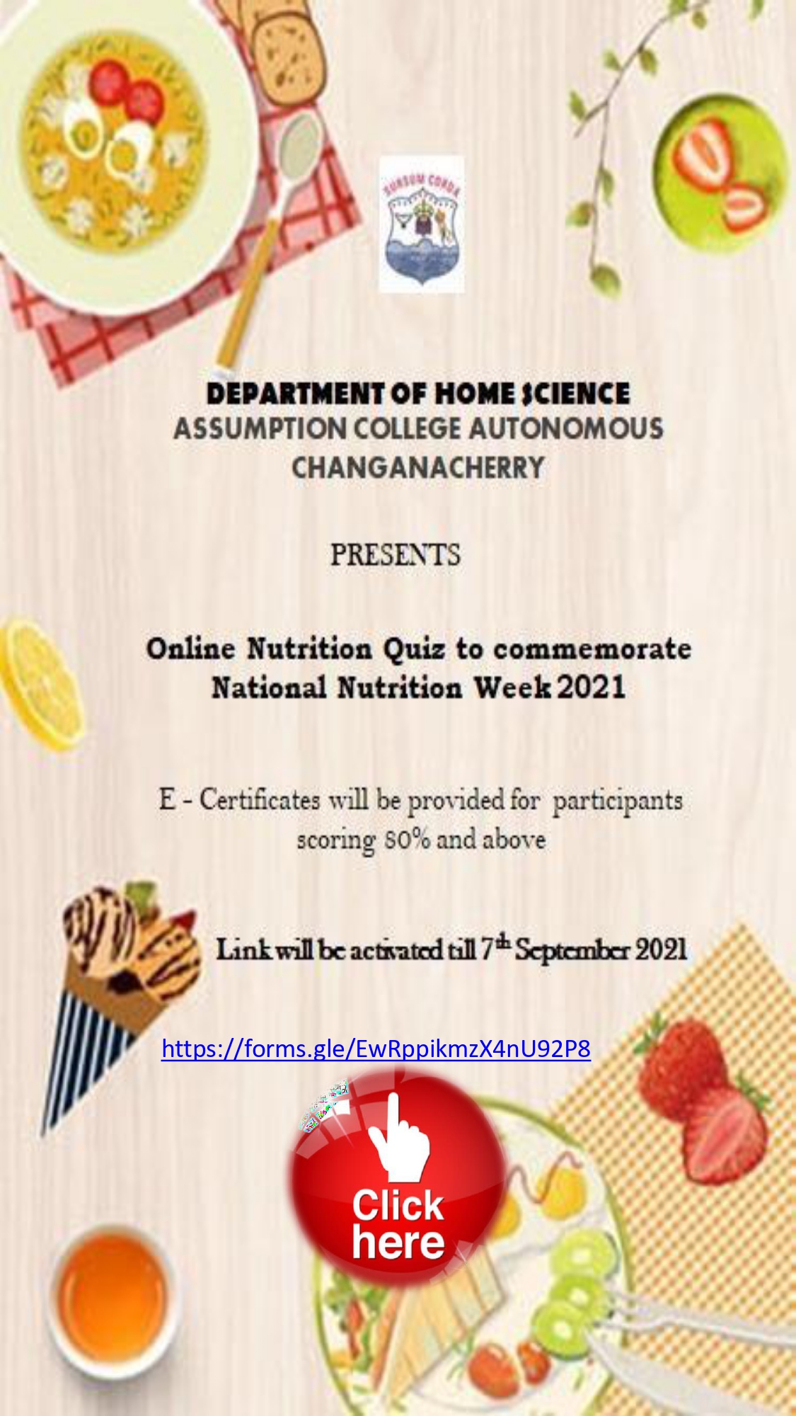 National Nutrition Week 2021- Online Nutrition Quiz Competition